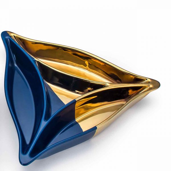 Blue and Gold Ceramic Hamentasch Dish - Image 2